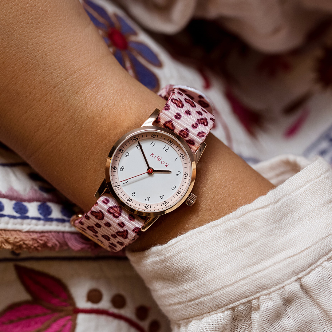 Montre enfant Millow Classique Rayé Rouge - fille garçon 6-10- 12 ans